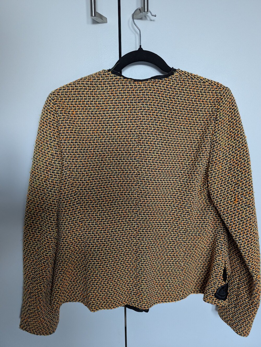 Etro Black Embroidered Orange Yellow Tweed Blazer Jacket EU 44 US 8 - Picture 4 of 7
